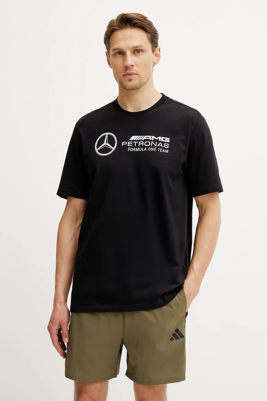 Βαμβακερό μπλουζάκι adidas x Mercedes ανδρικό, χρώμα: μαύρο, JV5434