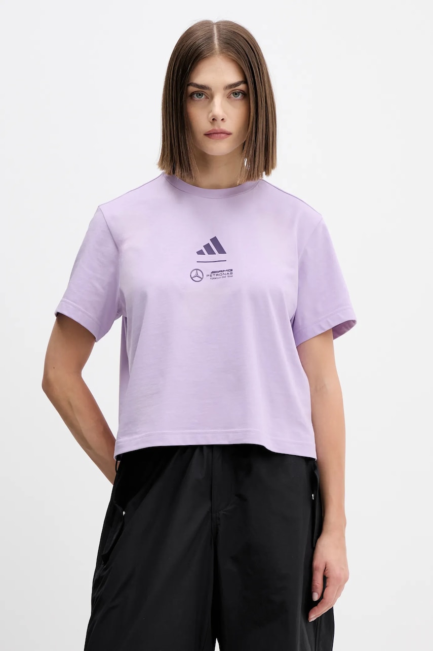 Βαμβακερό μπλουζάκι adidas x Mercedes χρώμα: μοβ, JX8816