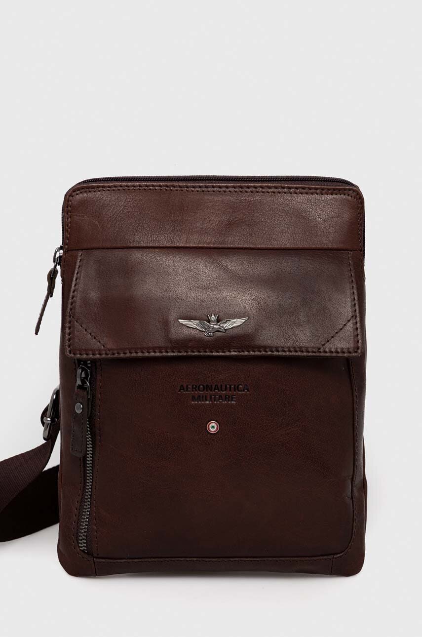 Δερμάτινο φακελάκι Aeronautica Militare χρώμα: καφέ AM302