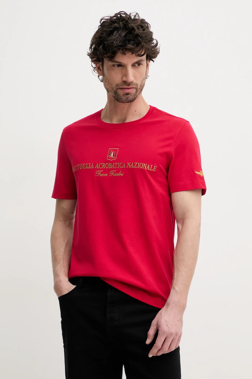 Βαμβακερό μπλουζάκι Aeronautica Militare ανδρικό, χρώμα: κόκκινο, TS2410J592