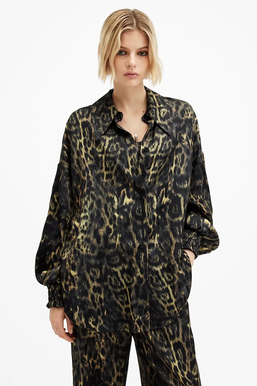 Μεταξωτό πουκάμισο AllSaints CHARLI χρώμα: πολύχρωμο, W050PB