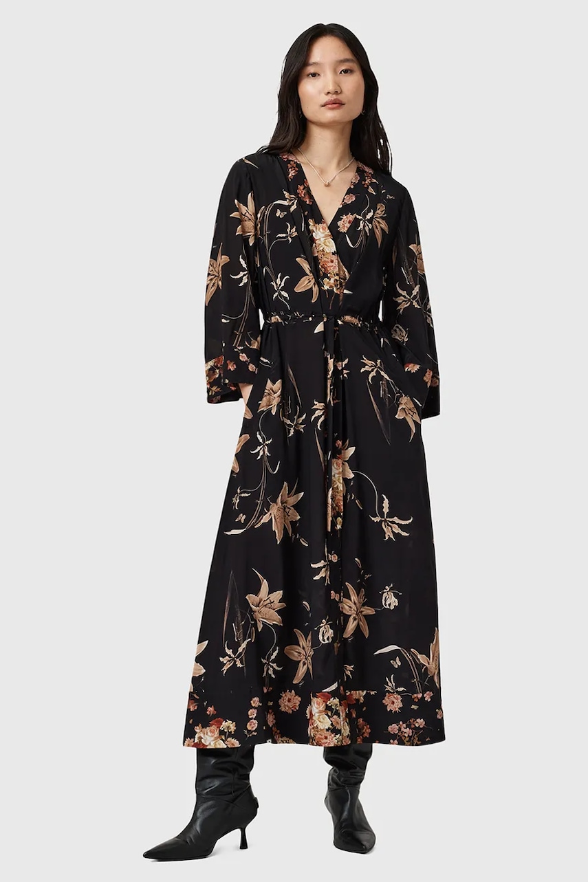 Φόρεμα AllSaints DIANA χρώμα: μαύρο, W020DD