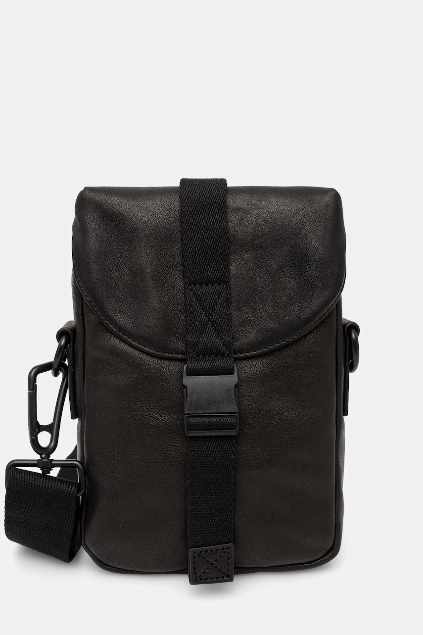 Δερμάτινο φακελάκι AllSaints JUAN χρώμα: μαύρο, M145XB