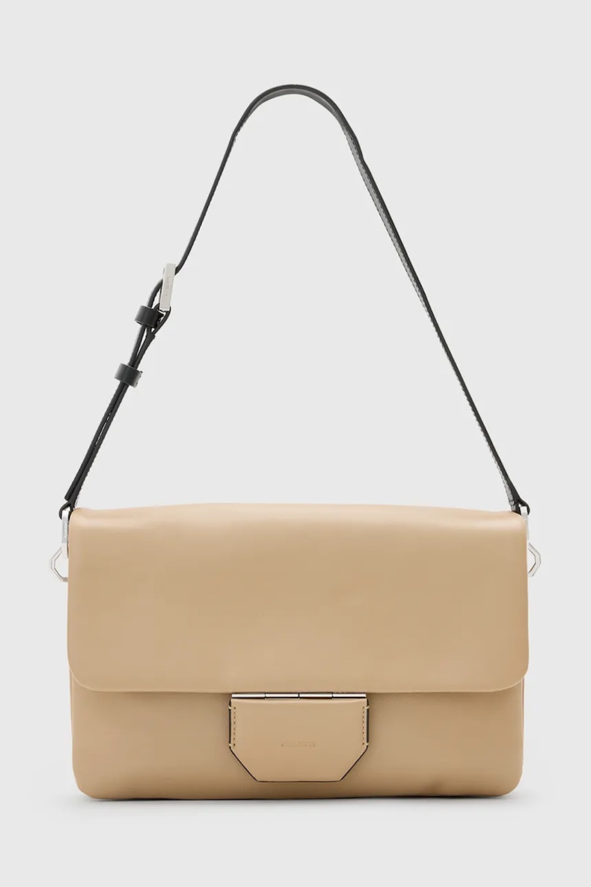 Δερμάτινη τσάντα AllSaints ONDINE χρώμα: μπεζ, W094XC