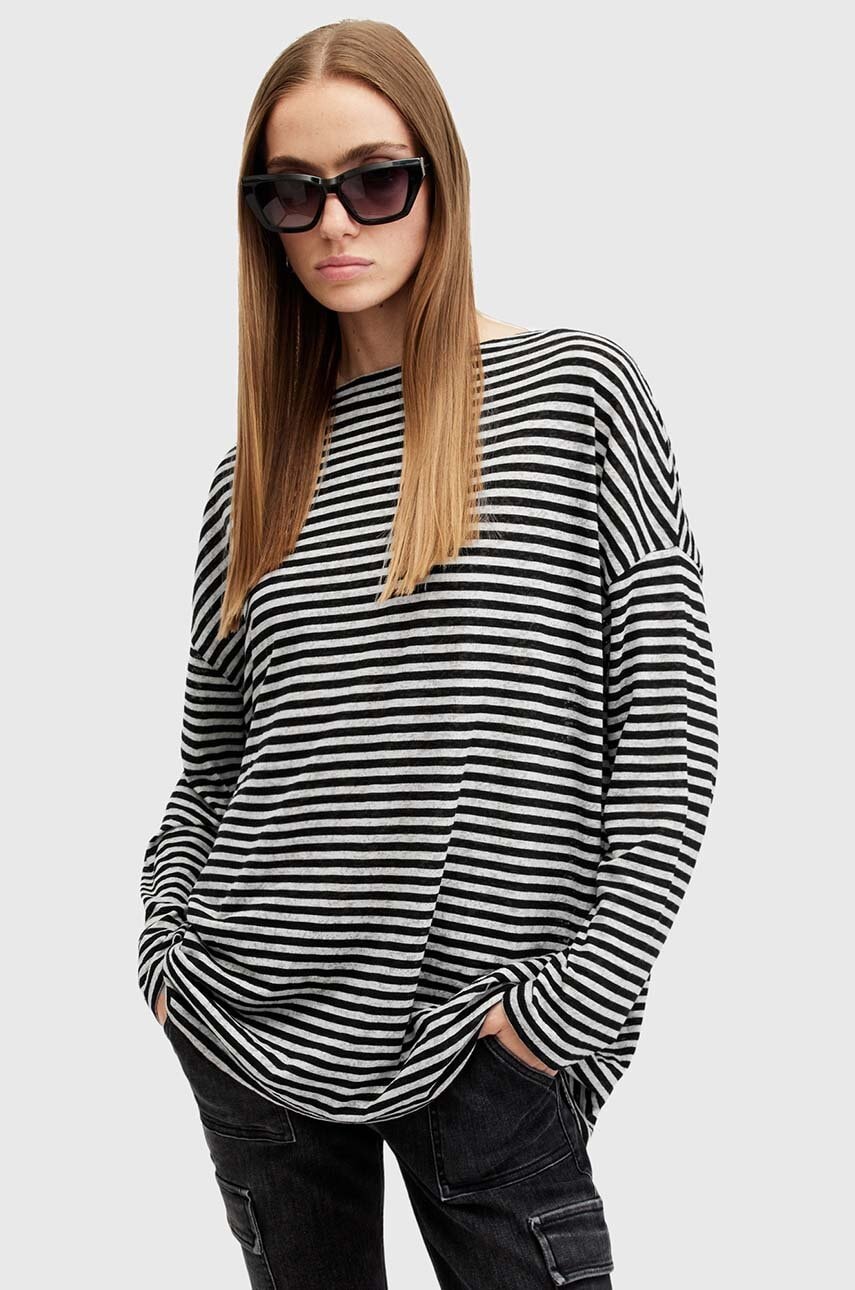 Μπλουζάκι AllSaints RITA STRIPE TEE χρώμα: άσπρο, W003JY