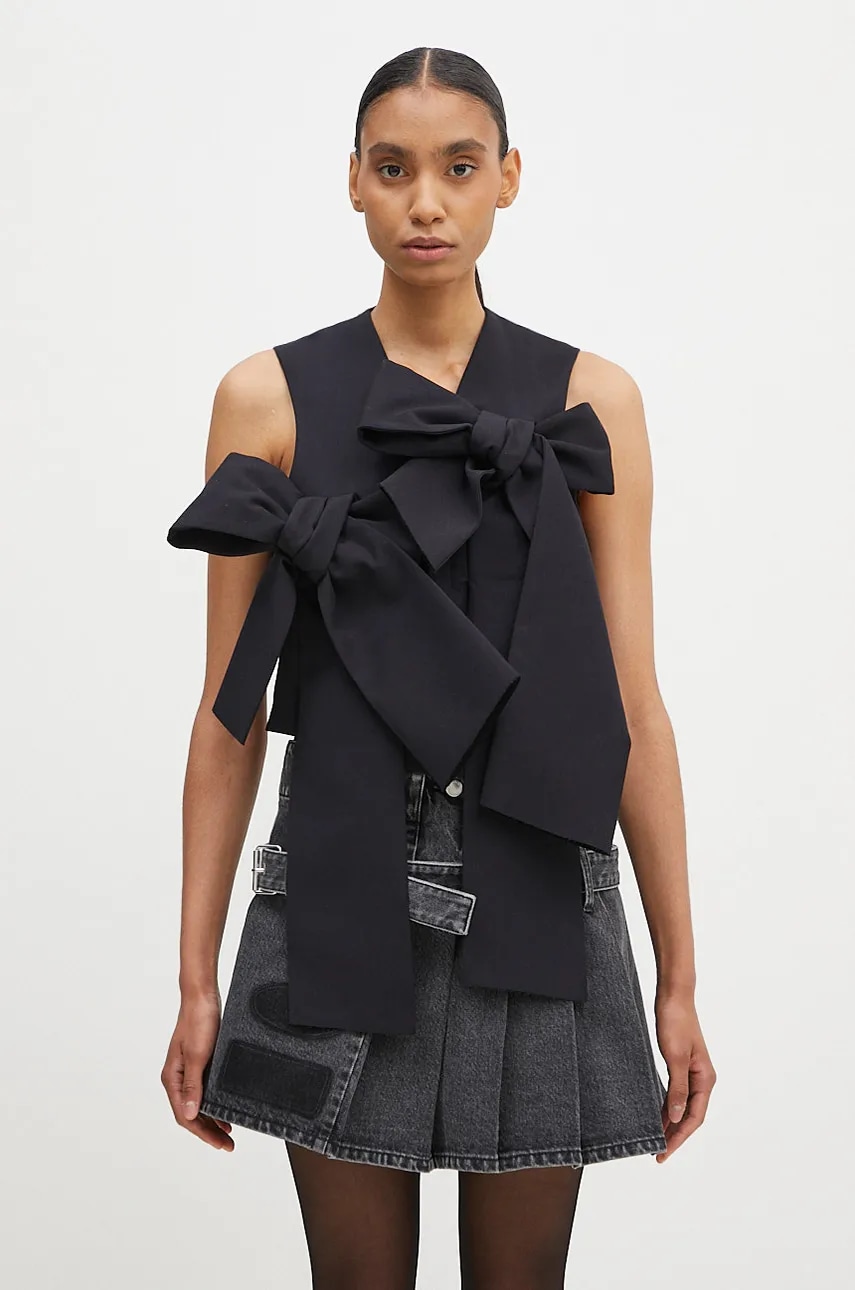 Μάλλινο γιλέκο AMBUSH Ribbon Vest χρώμα: ναυτικό μπλε, BWEX002F24FAB0014600