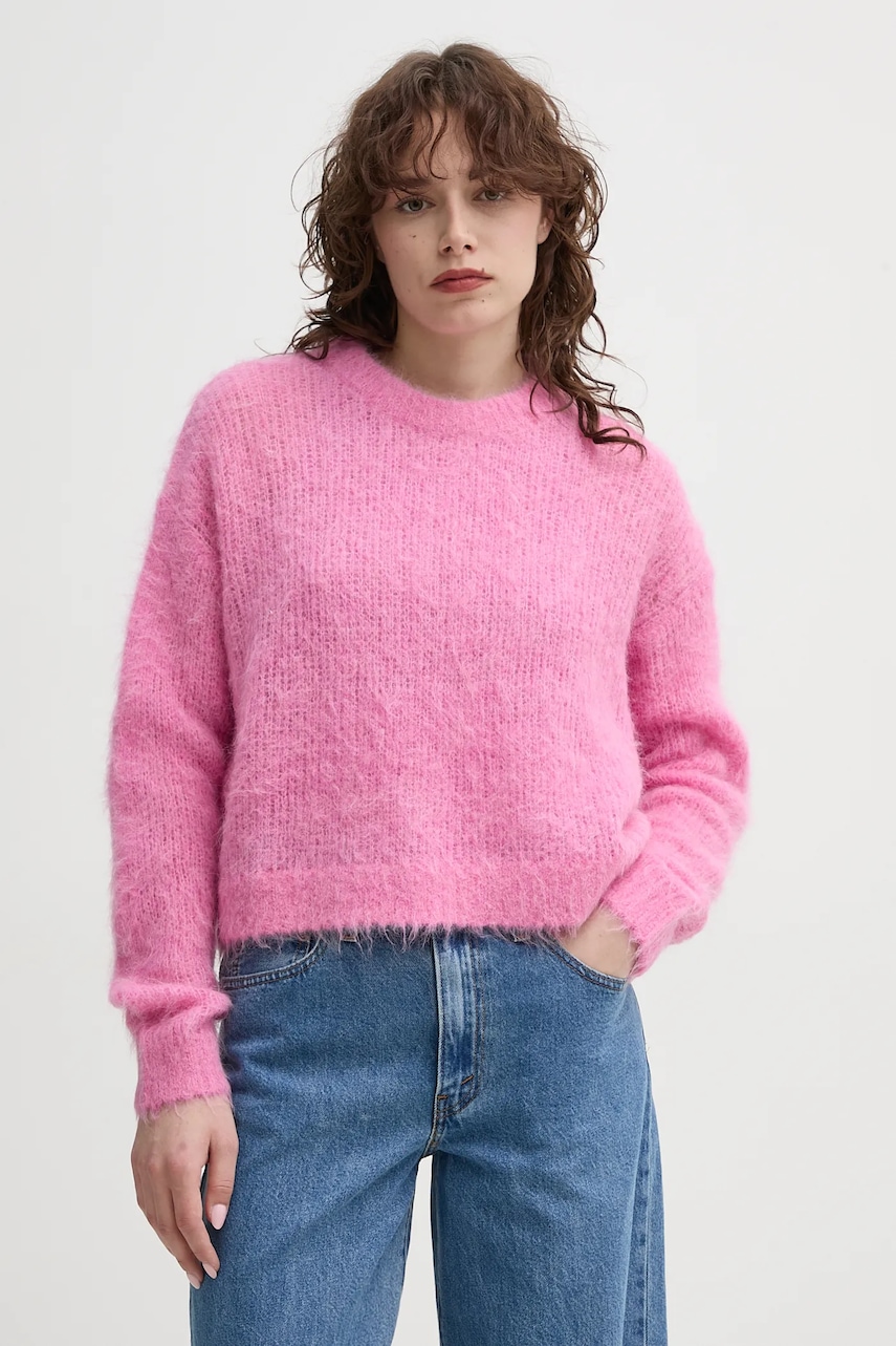 Μάλλινο πουλόβερ American Vintage γυναικείο, χρώμα: ροζ, BYM18CE25