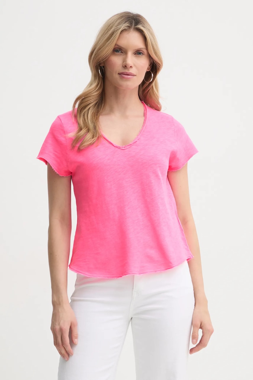 Βαμβακερό μπλουζάκι American Vintage γυναικείο, χρώμα: ροζ, SON02AGE25