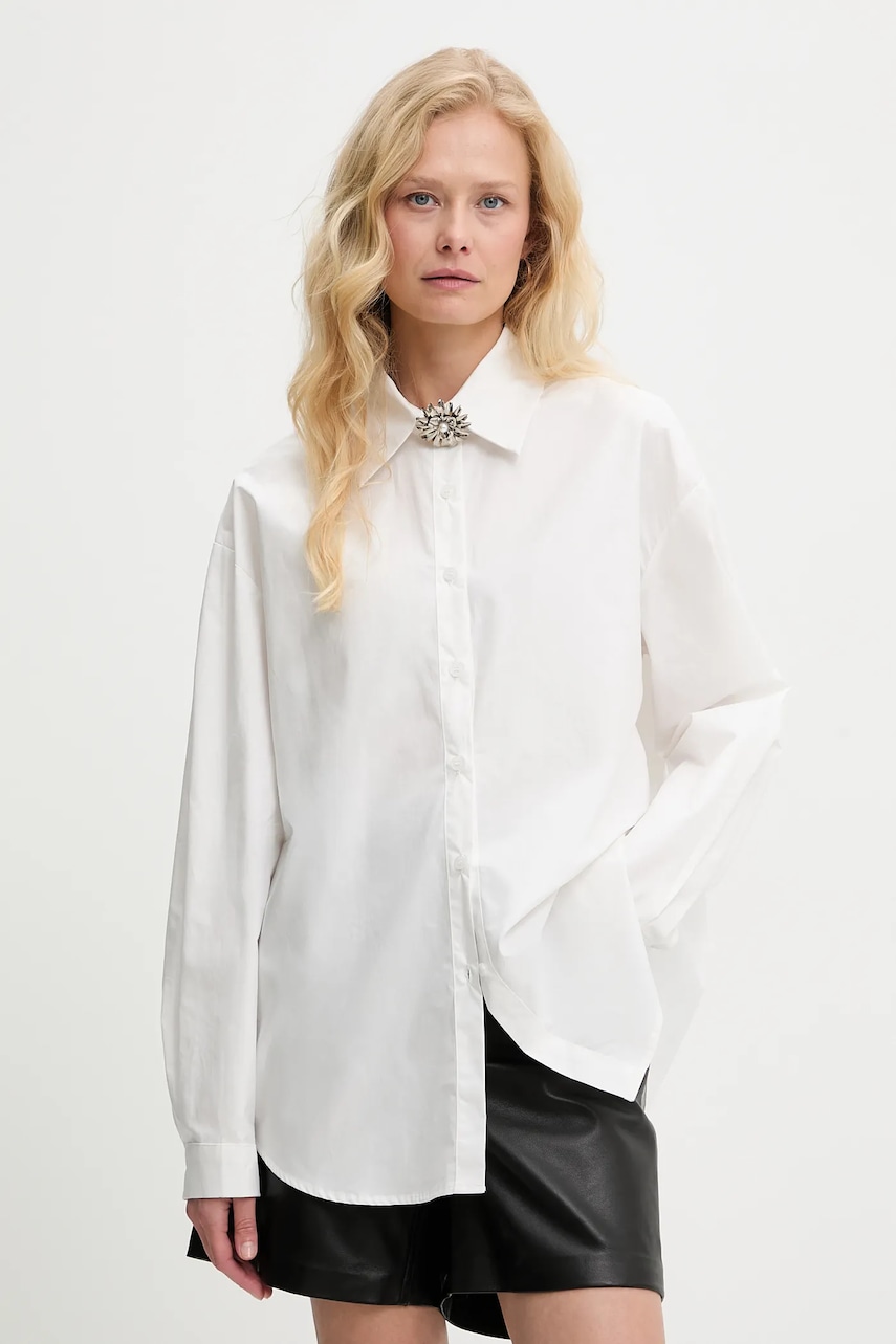 Βαμβακερό πουκάμισο Answear.LAB χρώμα: άσπρο