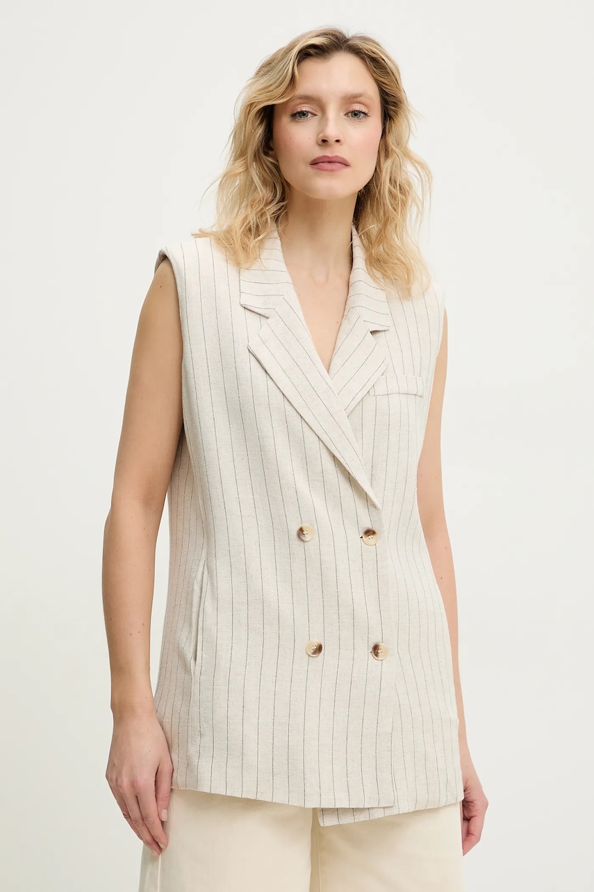 Γιλέκο από λινό ύφασμα Answear.LAB χρώμα: μπεζ