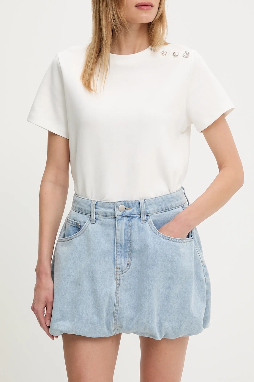 Βαμβακερή τζιν φούστα Answear.LAB χρώμα: μπλε