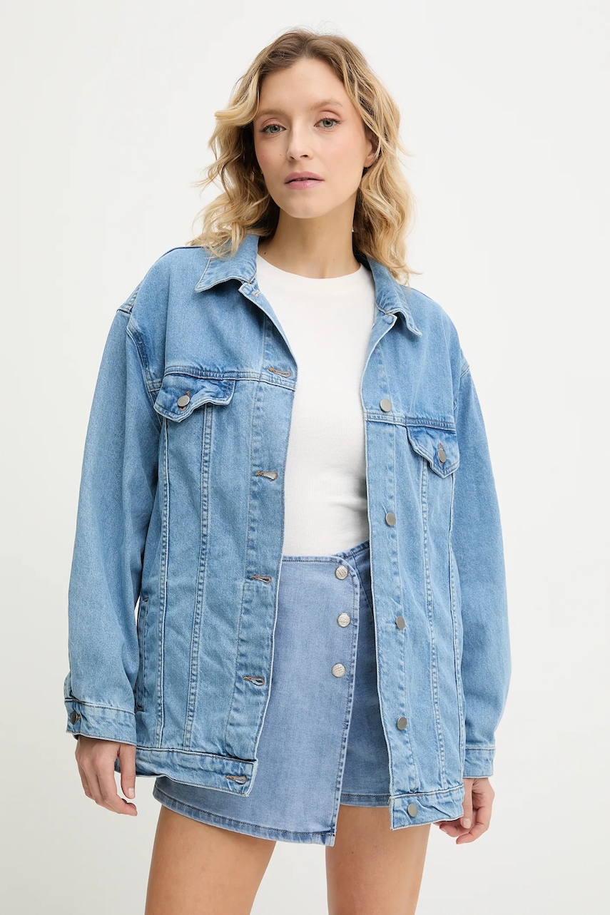 Βαμβακερό τζιν μπουφάν Answear.LAB χρώμα: μπλε