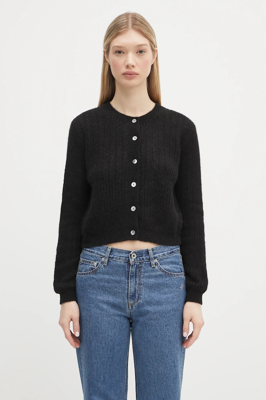 Ζακέτα από μίγμα μαλλιού A.P.C. cardigan milo χρώμα: μαύρο, WPABE.F22246