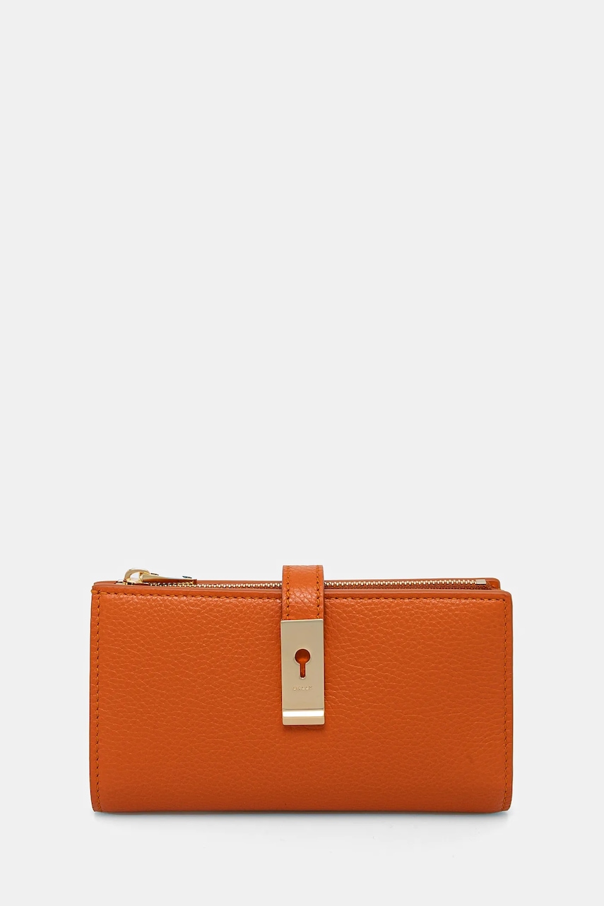 Δερμάτινο πορτοφόλι Bally γυναικείο, χρώμα: πορτοκαλί, WLW02H