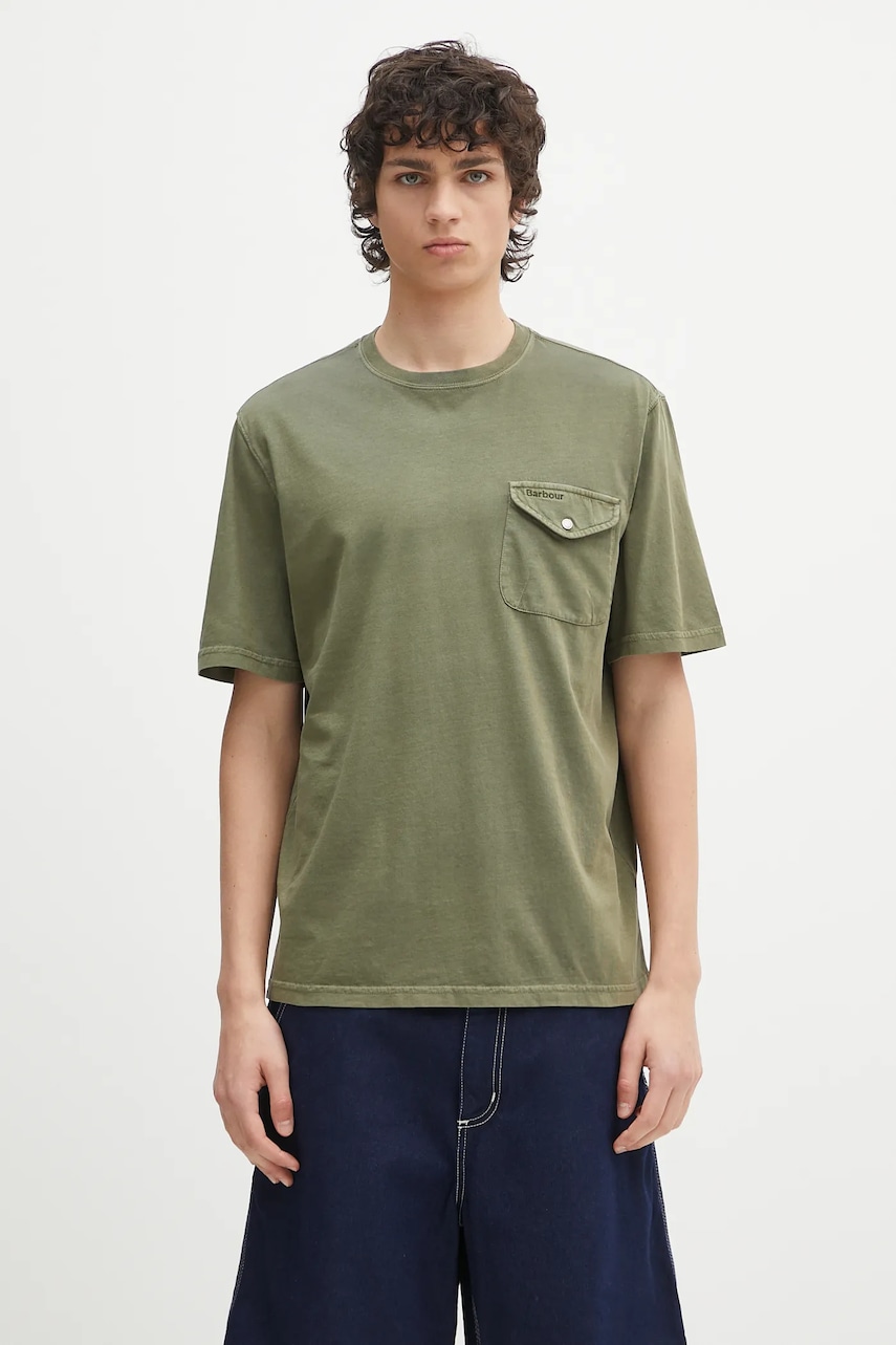 Βαμβακερό μπλουζάκι Barbour Barbour Newstreet Relaxed Fit T-Shirt ανδρικό, χρώμα: πράσινο, MTS1398