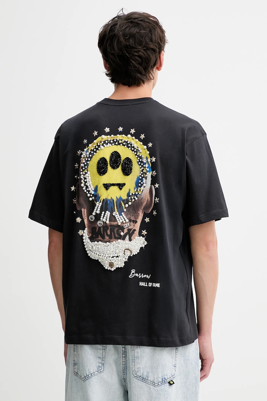 Βαμβακερό μπλουζάκι Barrow χρώμα: μαύρο, F5BWUATH124