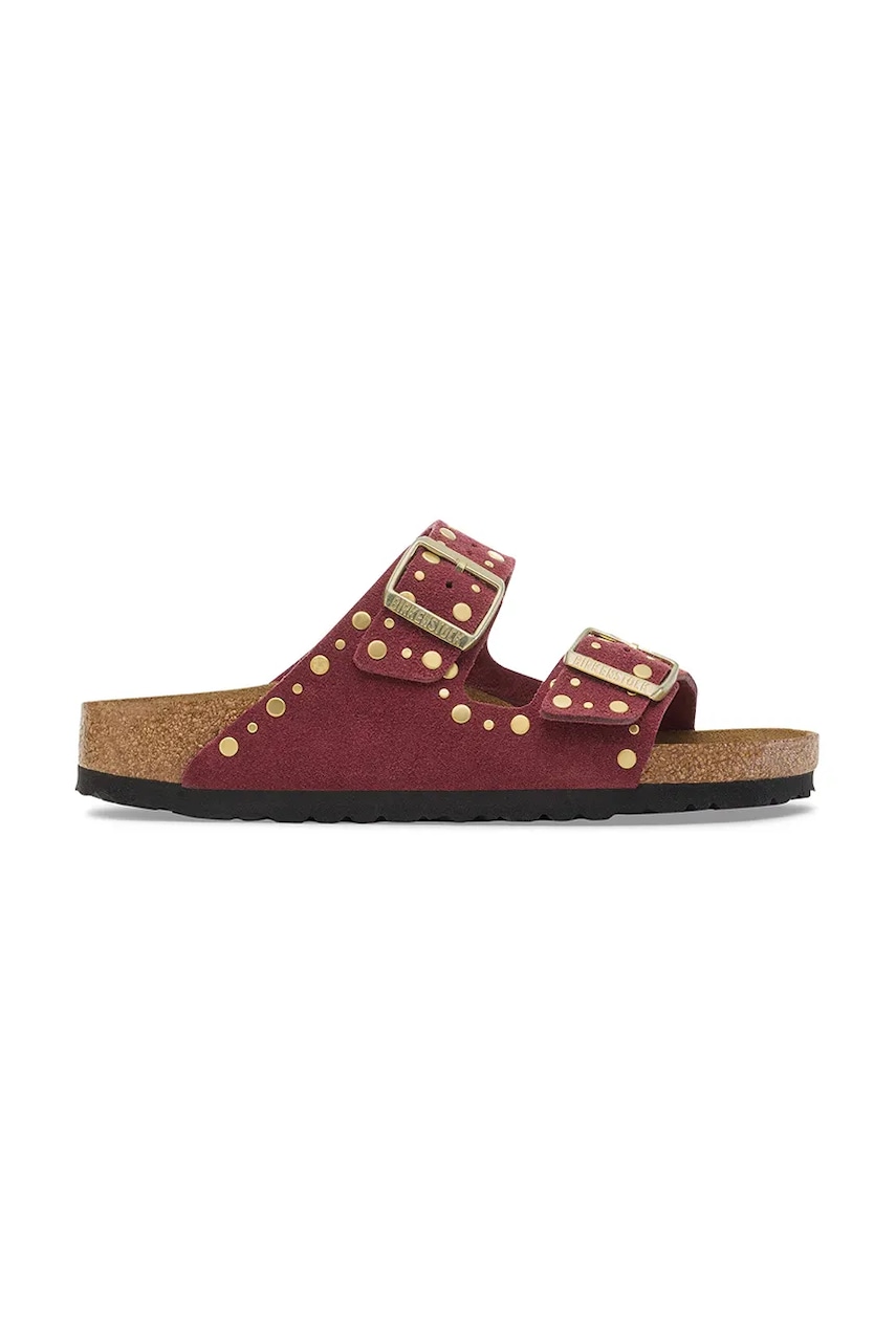 Παντόφλες σουέτ Birkenstock Arizona Rivet γυναικείες, χρώμα: κόκκινο, 1030463