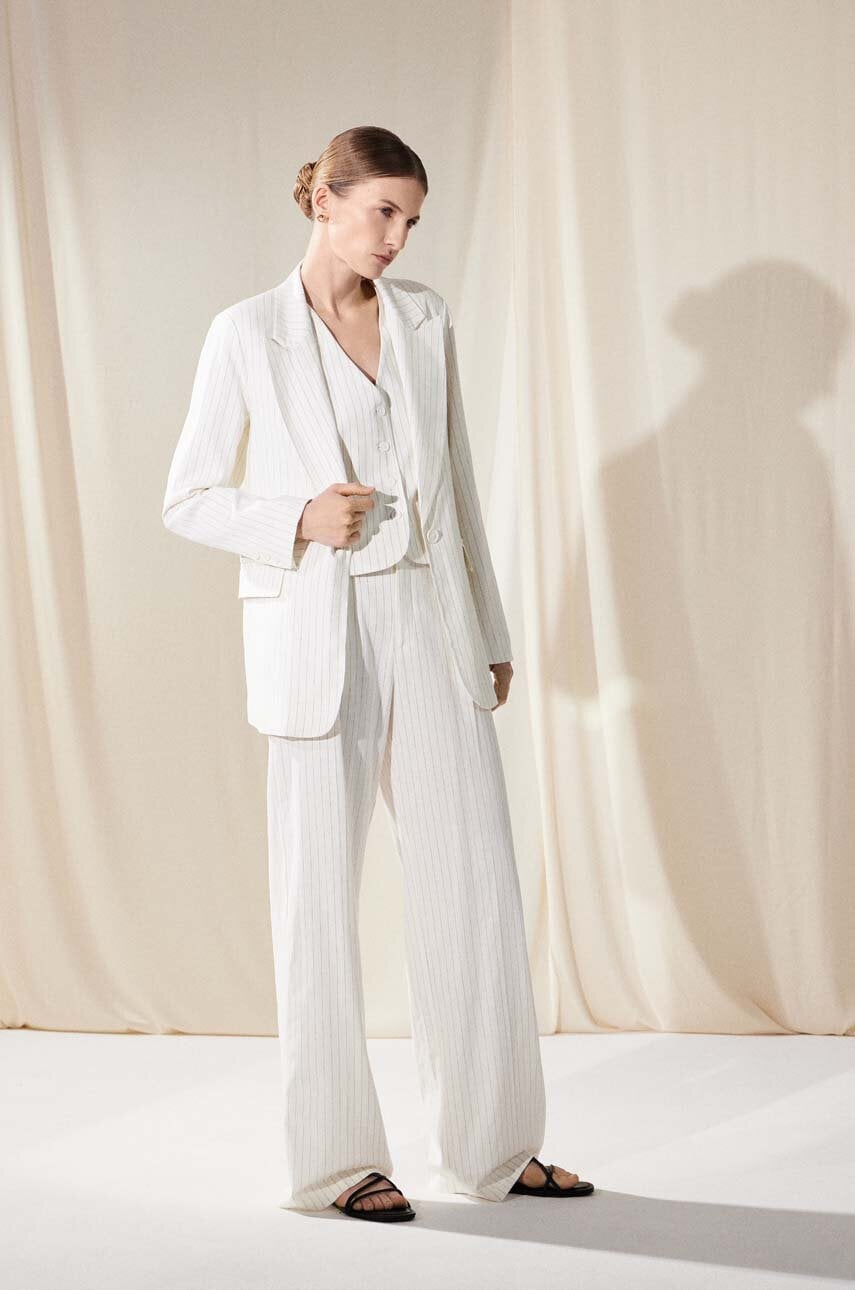 Blazer με μείγμα λινών Answear.LAB χρώμα: άσπρο