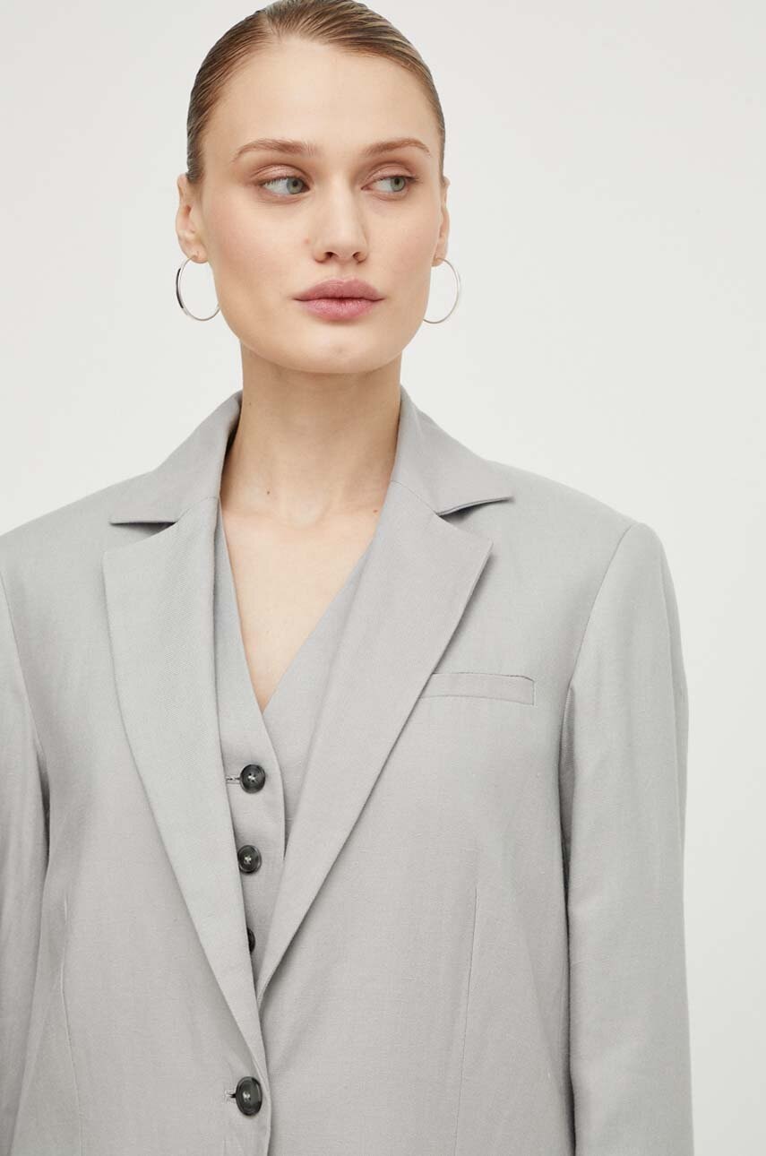 Blazer με μείγμα λινών Herskind χρώμα: γκρι