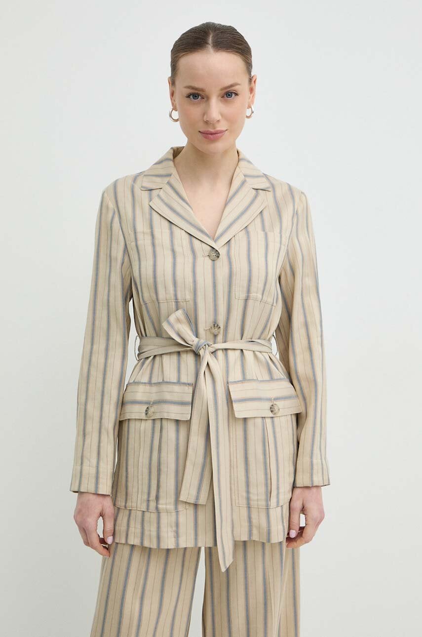 Blazer με μείγμα λινών MAX&Co. χρώμα: μπεζ, 2416041044200