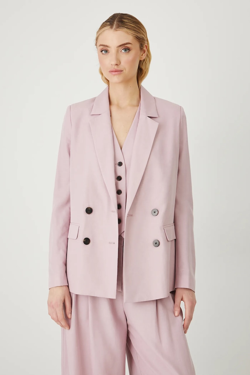 Blazer με μείγμα λινών Medicine χρώμα: ροζ