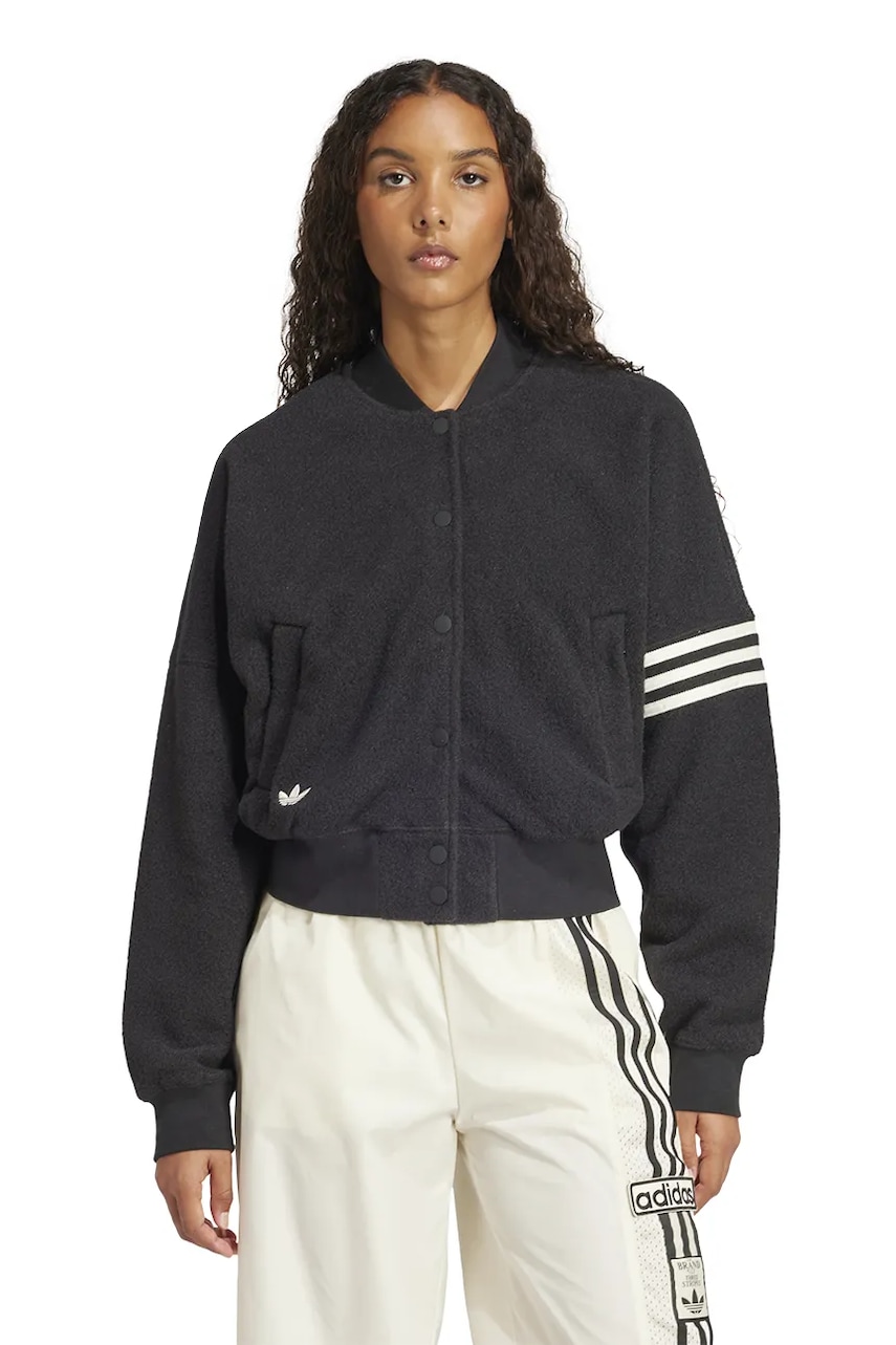 Μπουφάν bomber adidas Originals NC BOMBER JKT γυναικείο, χρώμα: μαύρο, JI8525