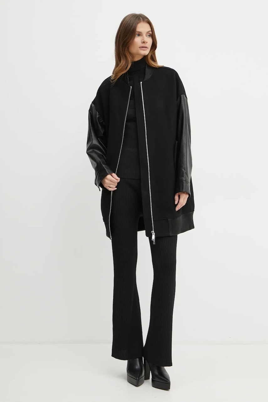 Μάλλινο μπουφάν bomber MICHAEL Michael Kors χρώμα: μαύρο, MF420FPBQA