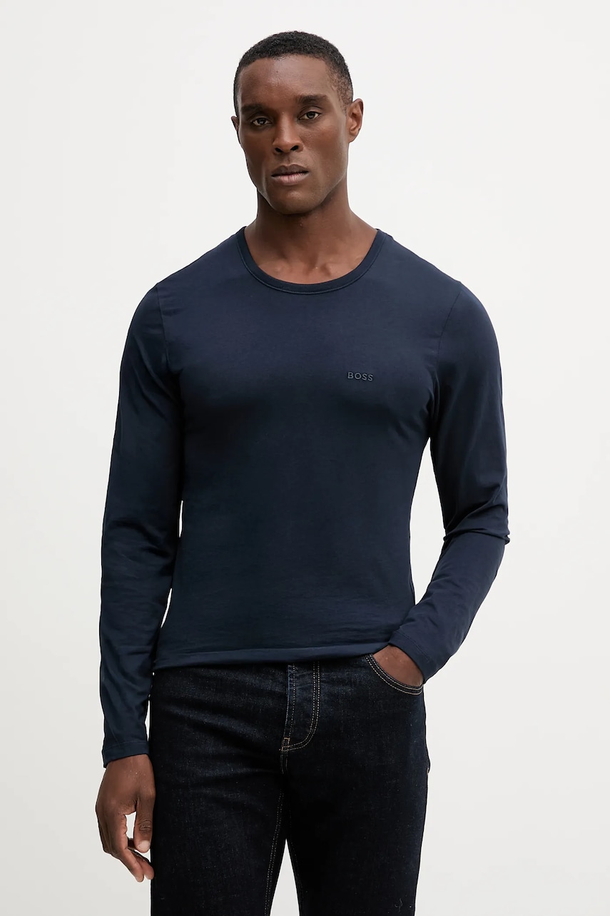 Βαμβακερή μπλούζα με μακριά μανίκια BOSS 3-pack χρώμα: ναυτικό μπλε, 50492321