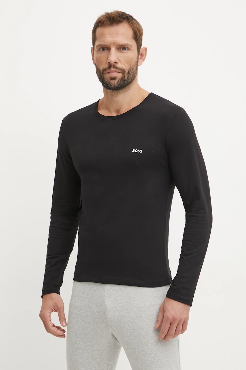 Βαμβακερή μπλούζα με μακριά μανίκια BOSS 3-pack χρώμα: μαύρο, 50492321