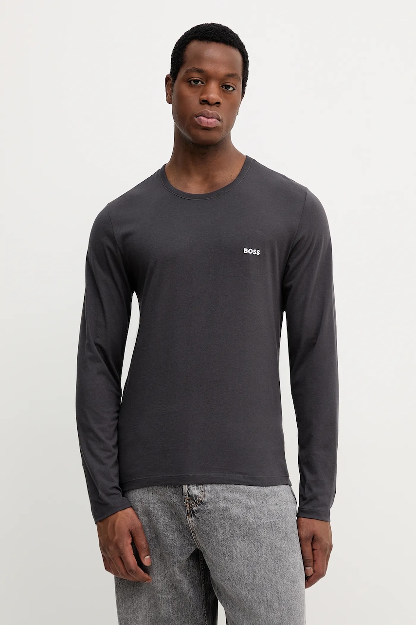 Βαμβακερή μπλούζα με μακριά μανίκια BOSS 3-pack χρώμα: γκρι, 50492321
