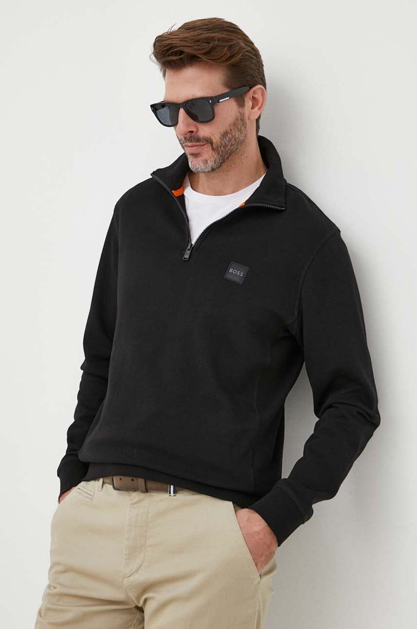 Βαμβακερή μπλούζα BOSS BOSS CASUAL χρώμα: μαύρο