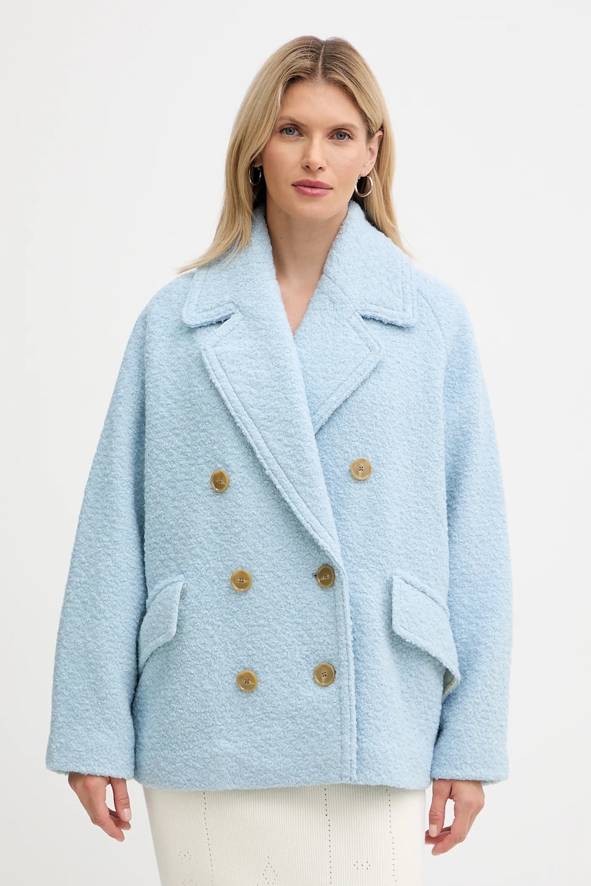 Παλτό με προσθήκη μαλλιού BOSS Orange χρώμα: μπλε, 50548664