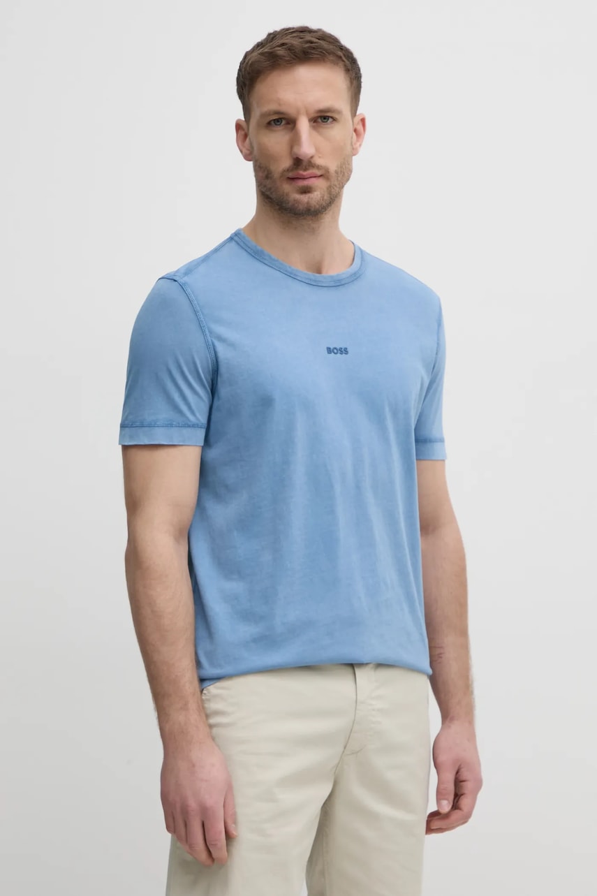 Βαμβακερό μπλουζάκι BOSS Orange BOSS ORANGE ανδρικό, χρώμα: μπλε, 50502173