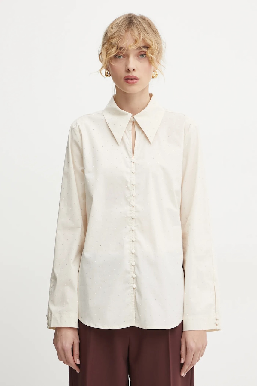 Πουκάμισο Bruuns Bazaar χρώμα: μπεζ, BBW4264