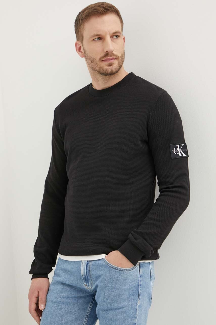 Βαμβακερή μπλούζα Calvin Klein Jeans χρώμα: μαύρο