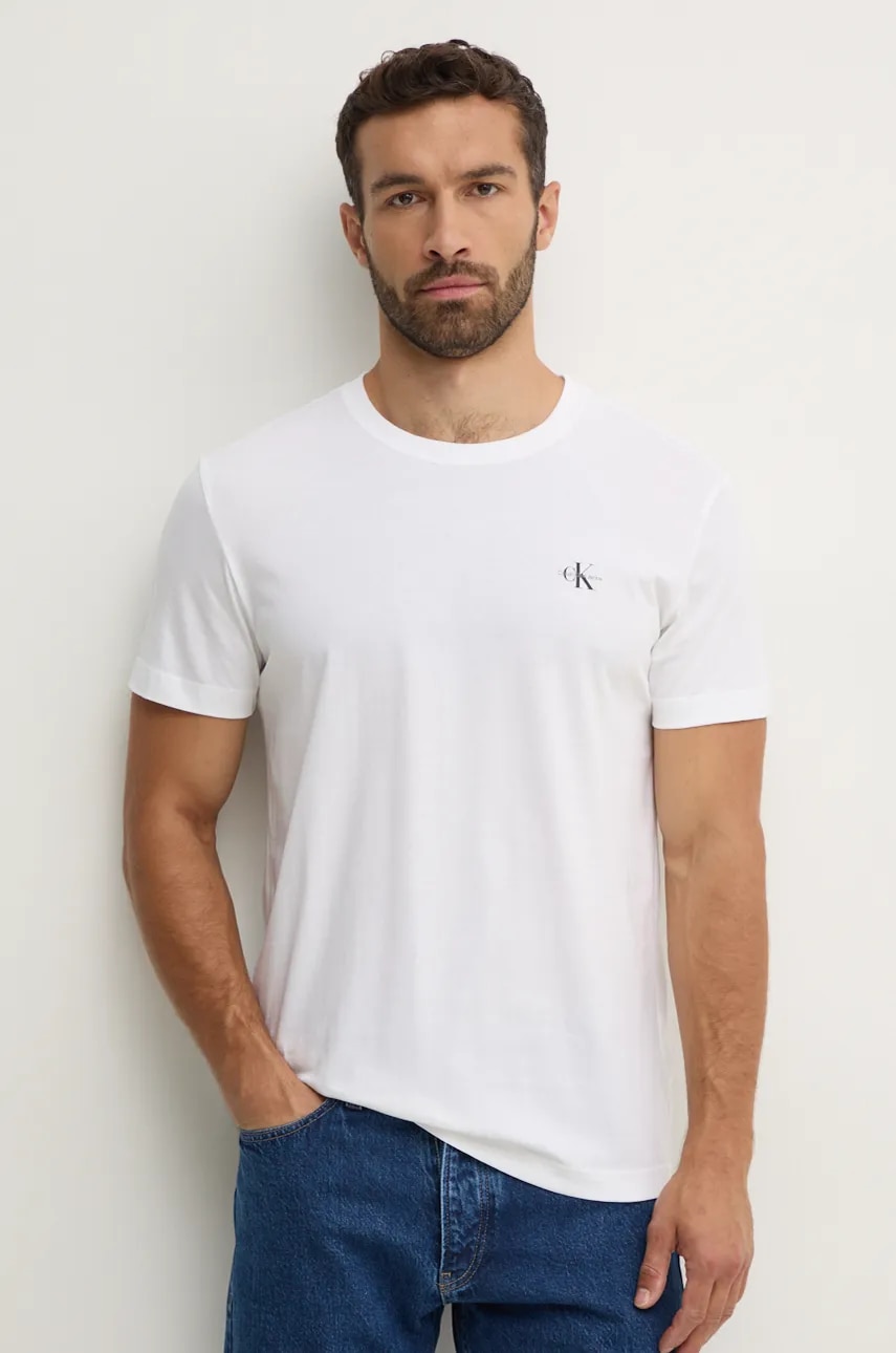 Βαμβακερό μπλουζάκι Calvin Klein Jeans 2-pack ανδρικά, χρώμα: άσπρο