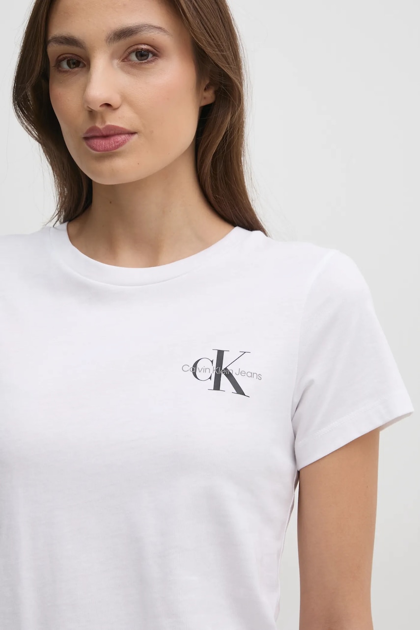 Βαμβακερό μπλουζάκι Calvin Klein Jeans 2-pack γυναικείο, χρώμα: πορτοκαλί, J20J219734