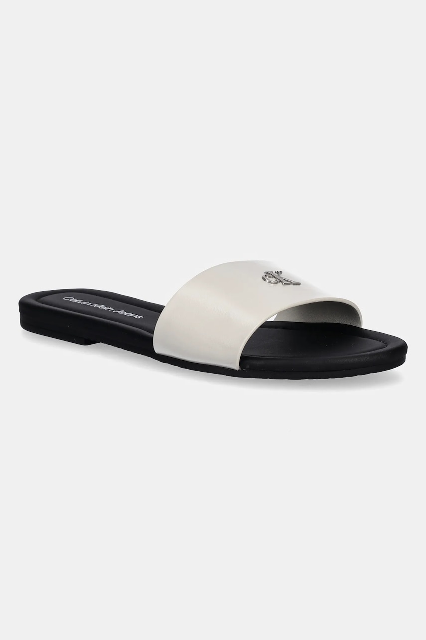 Παντόφλες Calvin Klein Jeans FLAT SANDAL SLIDE MG χρώμα: γκρι, YW0YW01697