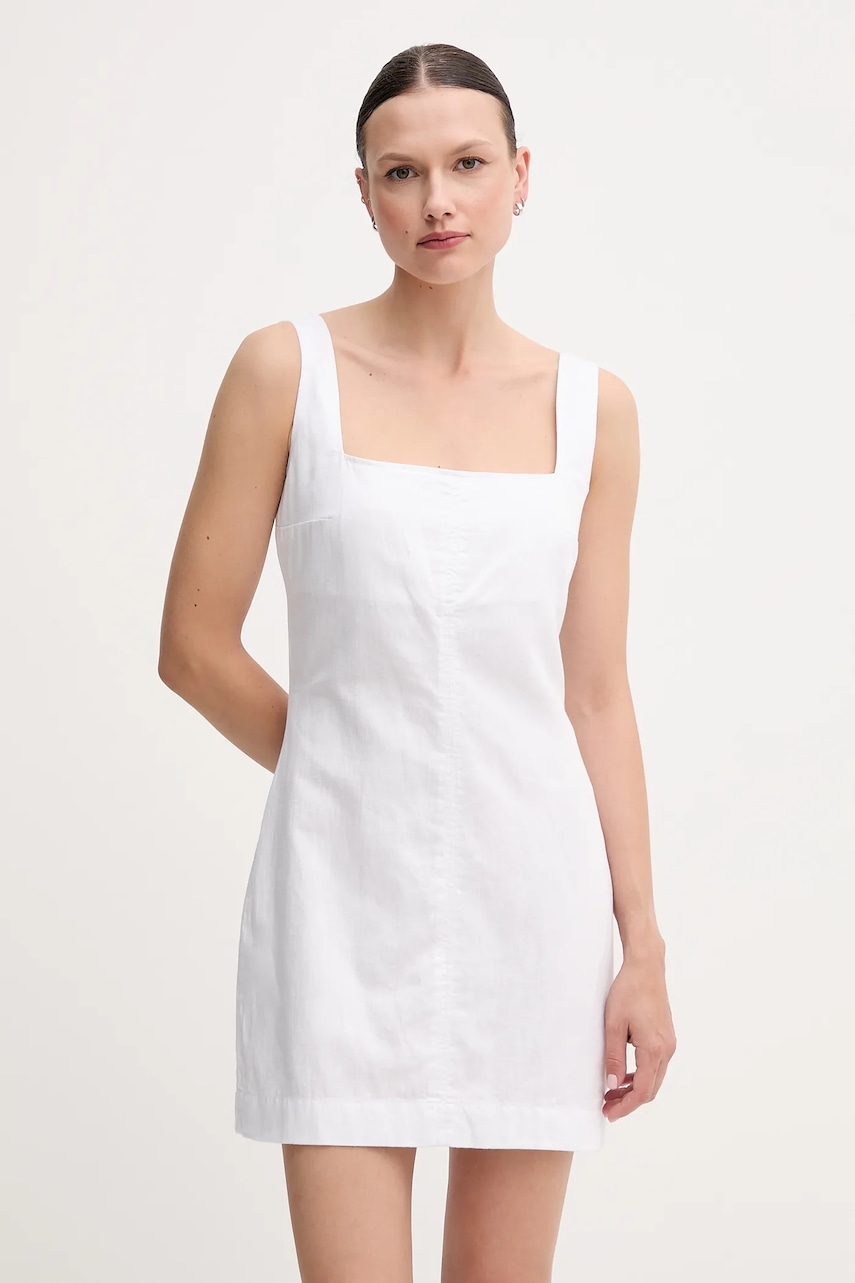 Φόρεμα από λινό μείγμα Calvin Klein Jeans χρώμα: άσπρο, J20J225277