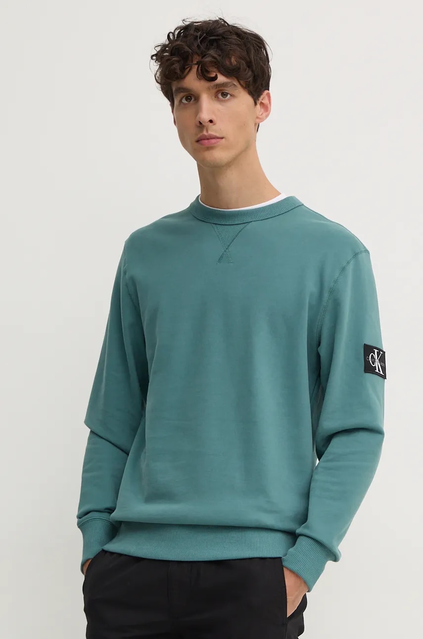 Βαμβακερή μπλούζα Calvin Klein Jeans χρώμα: πράσινο, J30J323426