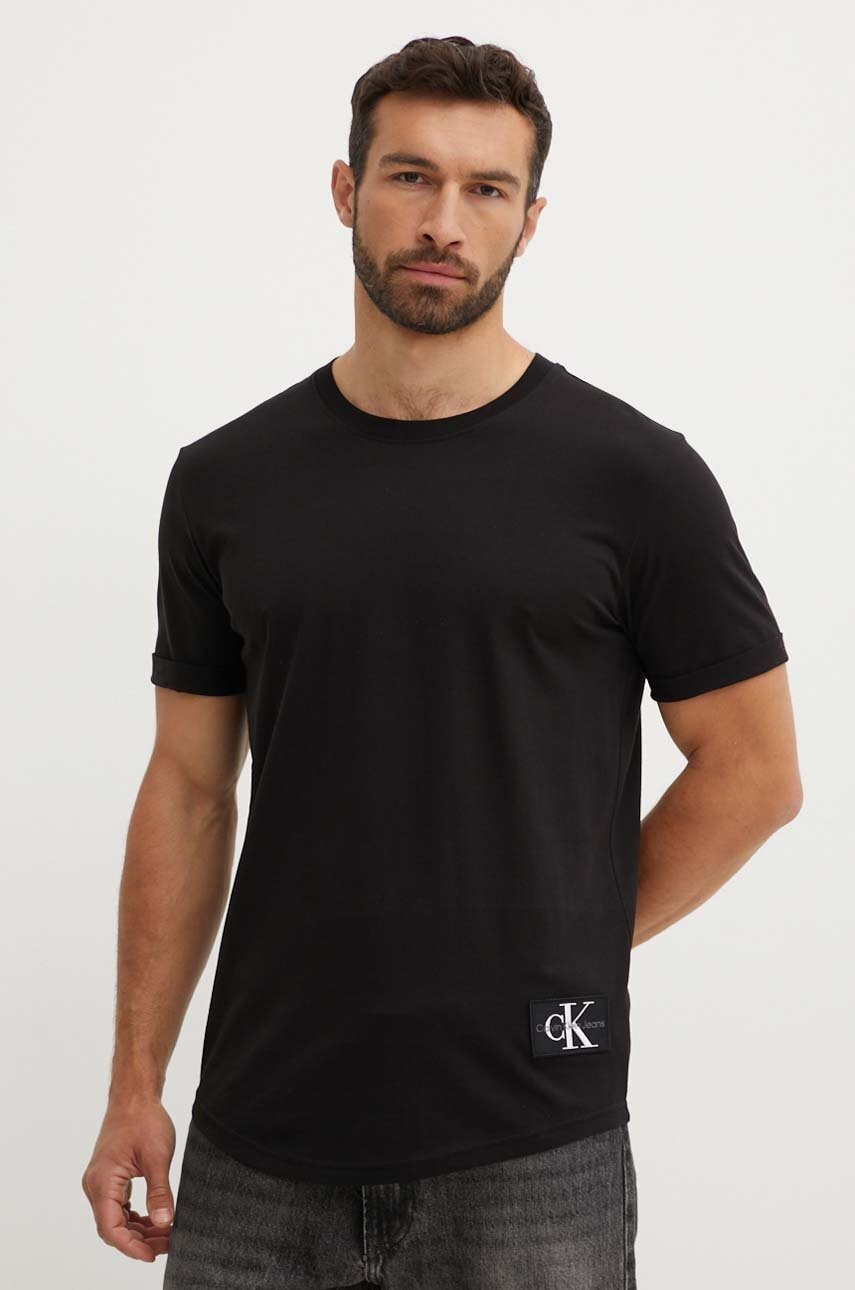 Βαμβακερό μπλουζάκι Calvin Klein Jeans ανδρικό, χρώμα: καφέ, J30J323482