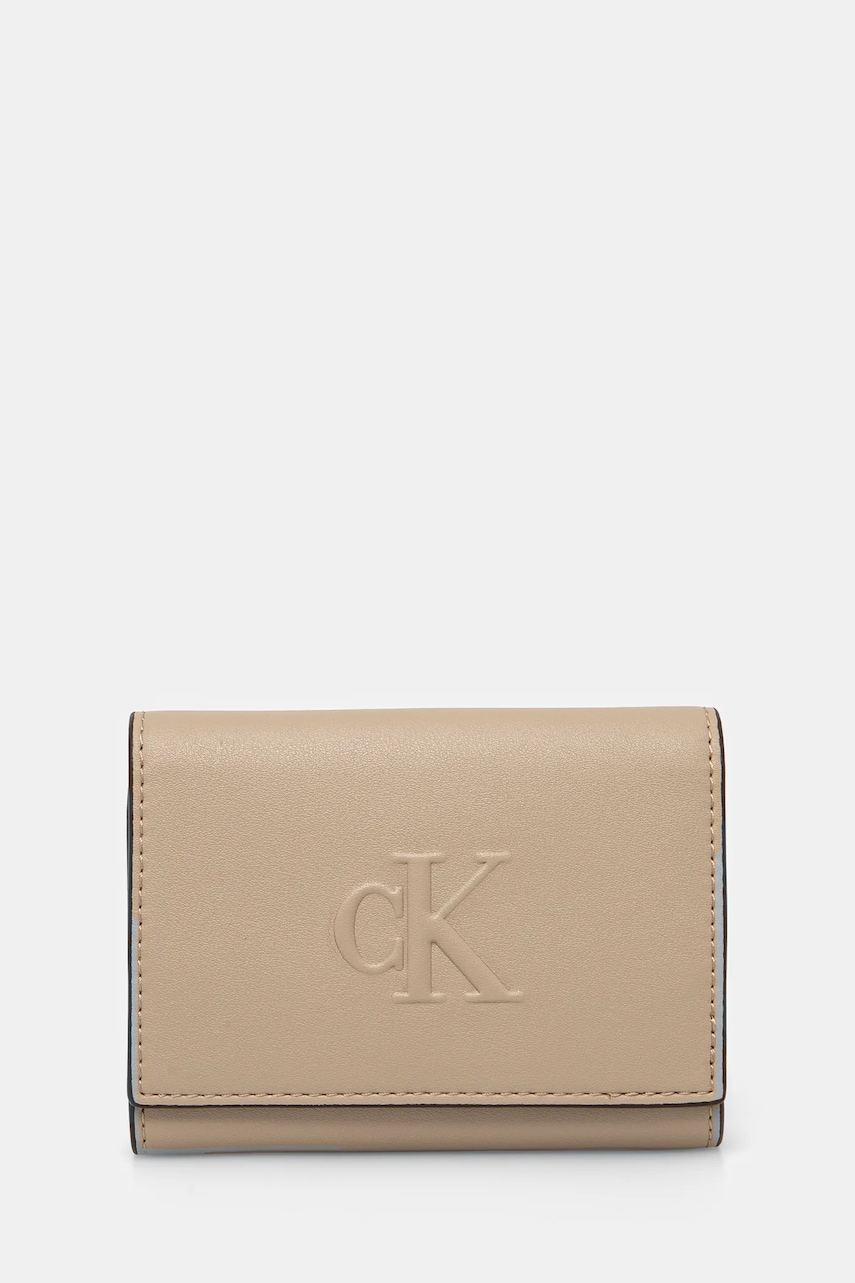 Πορτοφόλι Calvin Klein Jeans χρώμα: μπεζ, LV04K1078G