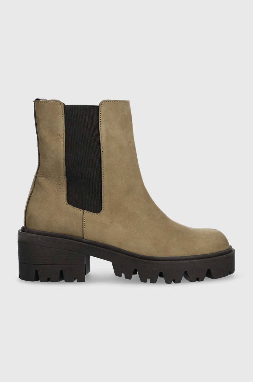 Σουέτ μπότες Charles Footwear Diana γυναικείες, χρώμα: πράσινο, Diana.Boots.Military.G