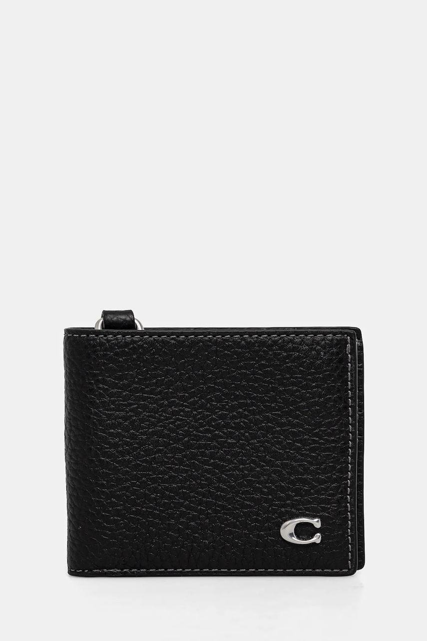 Δερμάτινο πορτοφόλι Coach ανδρικό, χρώμα: μαύρο, CZ057