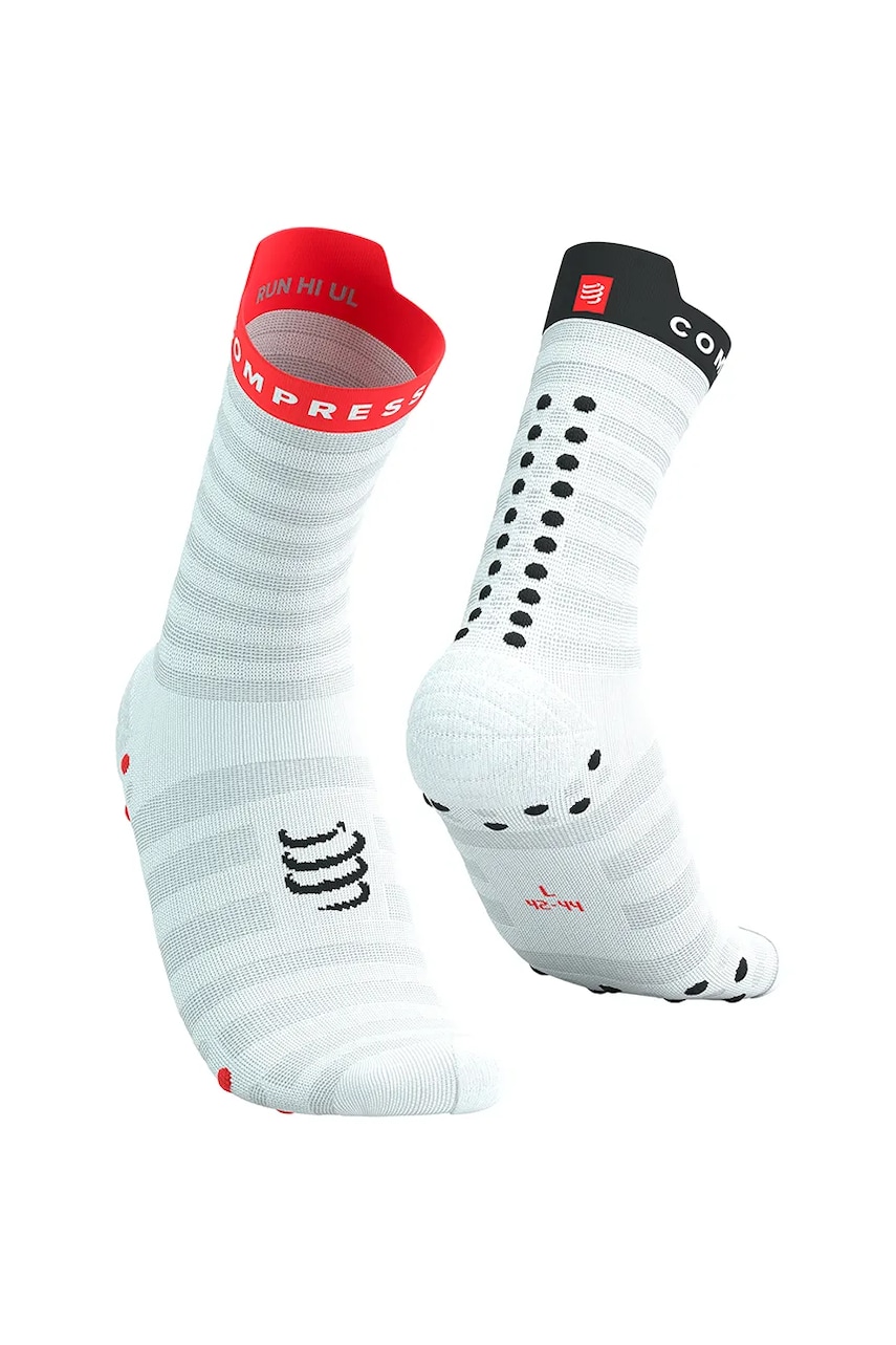 Κάλτσες Compressport Pro Racing Socks v4.0 Ultralight Run High - White/Alloy χρώμα: τιρκουάζ, XU00050B