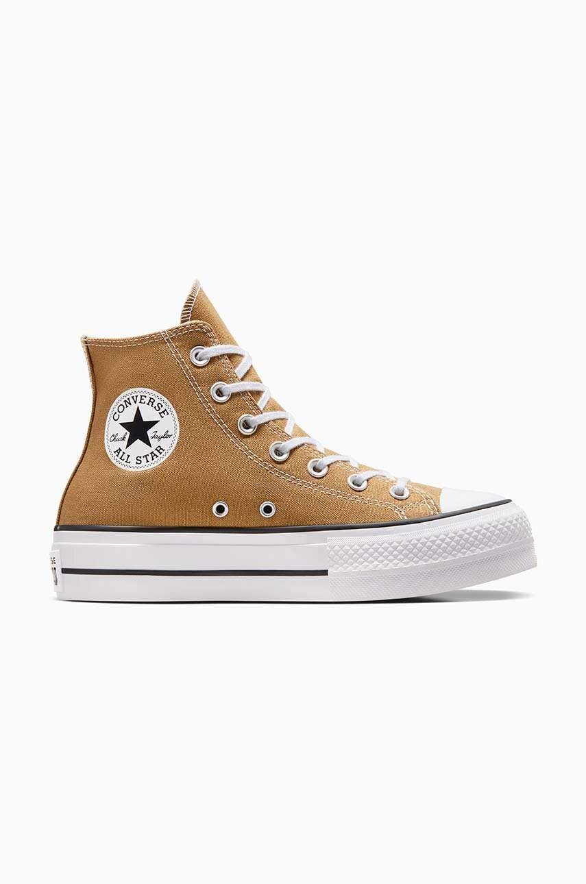Πάνινα παπούτσια Converse Chuck Taylor All Star Lift χρώμα: μπεζ, A07210C