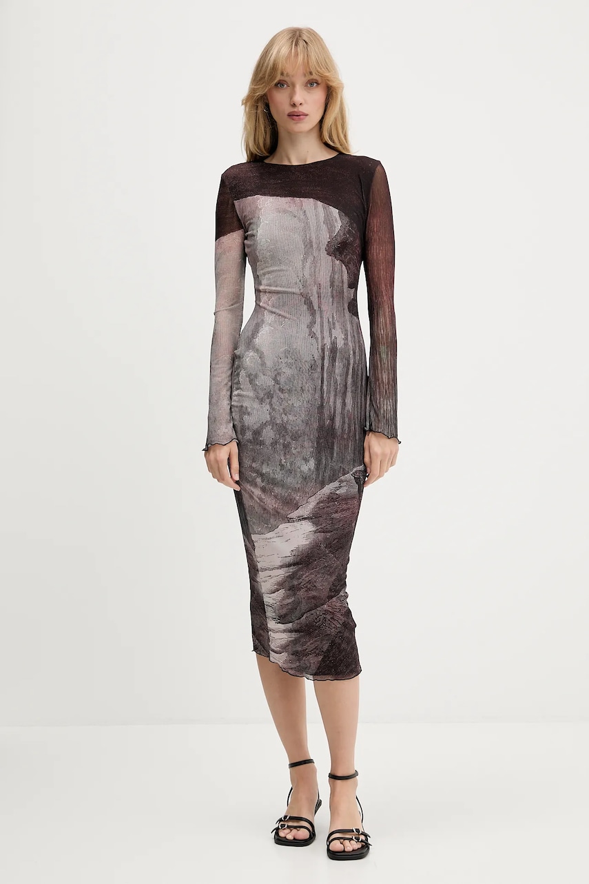 Φόρεμα Desigual ABYSS LACROIX χρώμα: καφέ, 25WWVK01