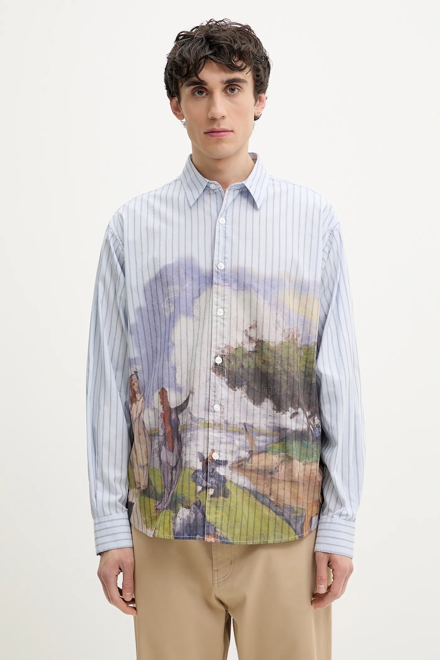 Βαμβακερό πουκάμισο Desigual ARTWORK ανδρικό, χρώμα: μπλε, 25SMCW05