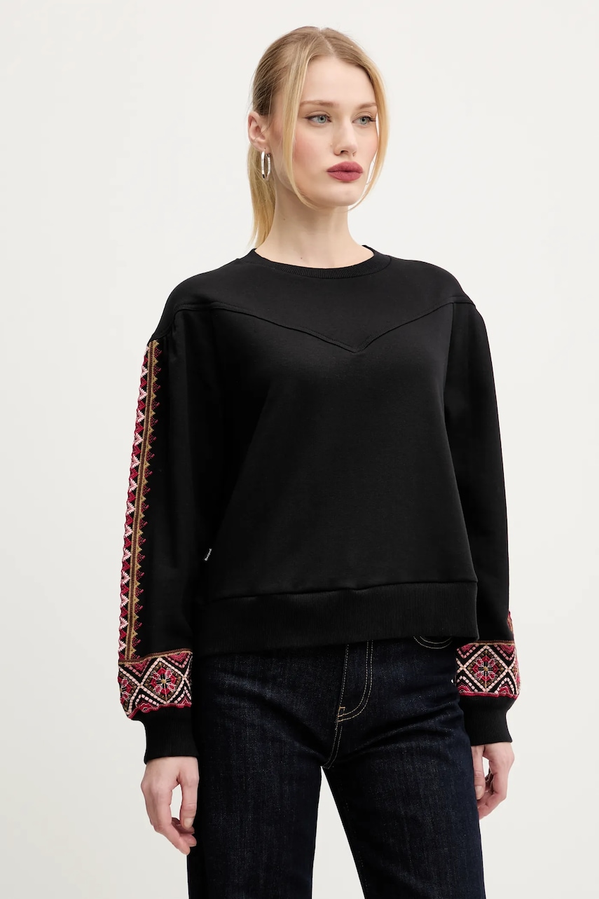 Βαμβακερή μπλούζα Desigual AYANA γυναικεία, χρώμα: μαύρο, 25SWSK43