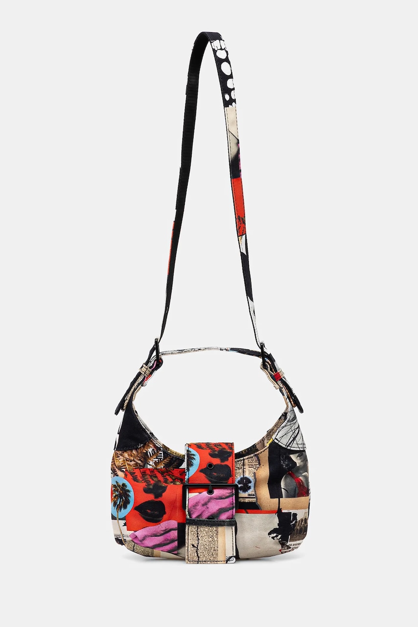 Βαμβακερή τσάντα Desigual COLLAGE LACROIX χρώμα: μαύρο, 25SAXA16